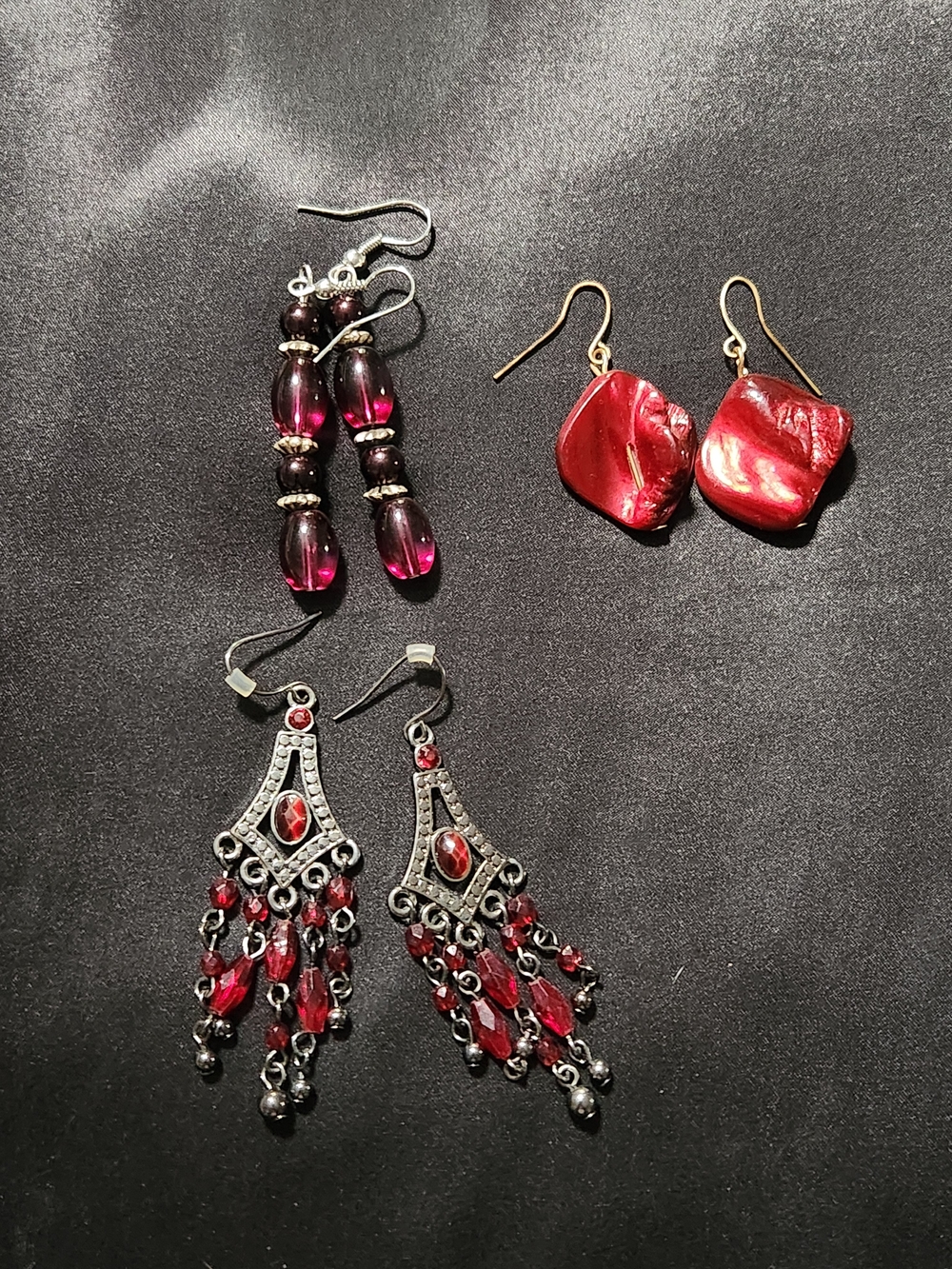 Red Gemstone Dangle Earrings - Women's Jewelry